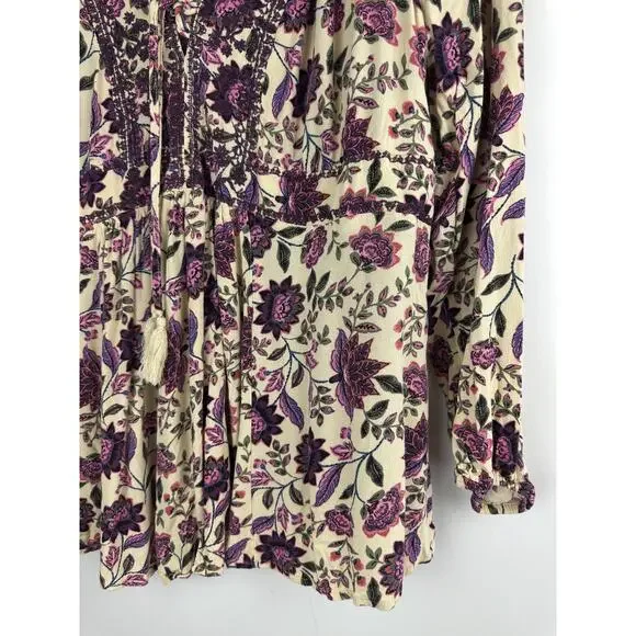 Torrid Babydoll Rayon Crepe Embroidered Lace Up Top Floral Womens Plus Size 2 2X - Picture 6 of 13